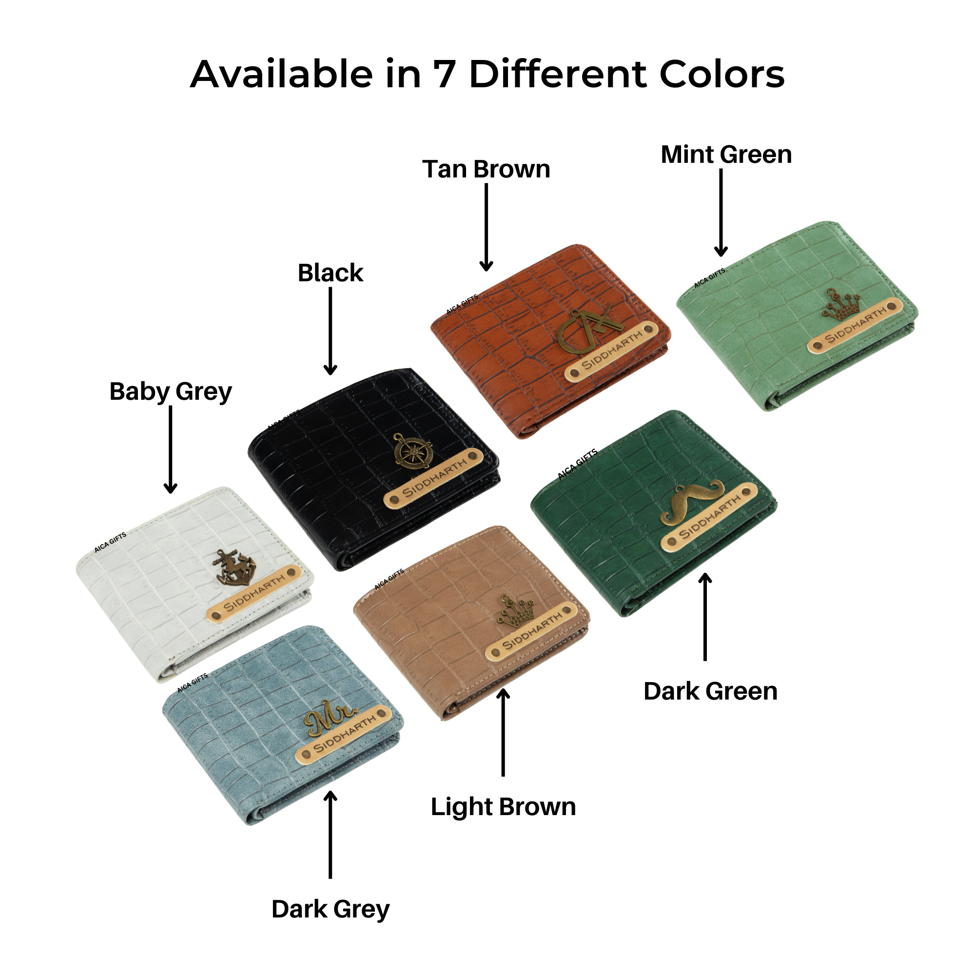 Personalized Self- Textured Mens Wallet (BabyGrey)