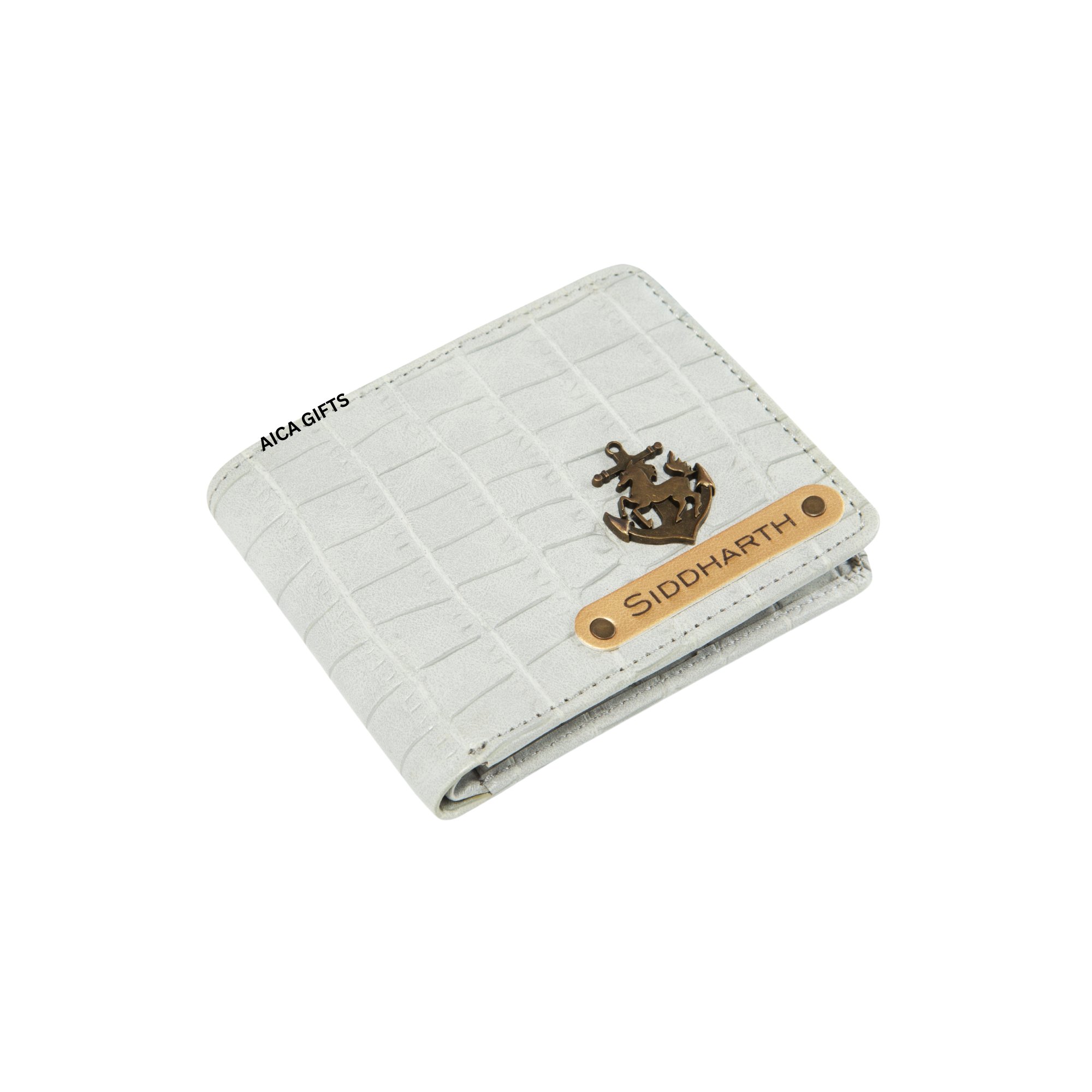 Personalized Self- Textured Mens Wallet (BabyGrey)
