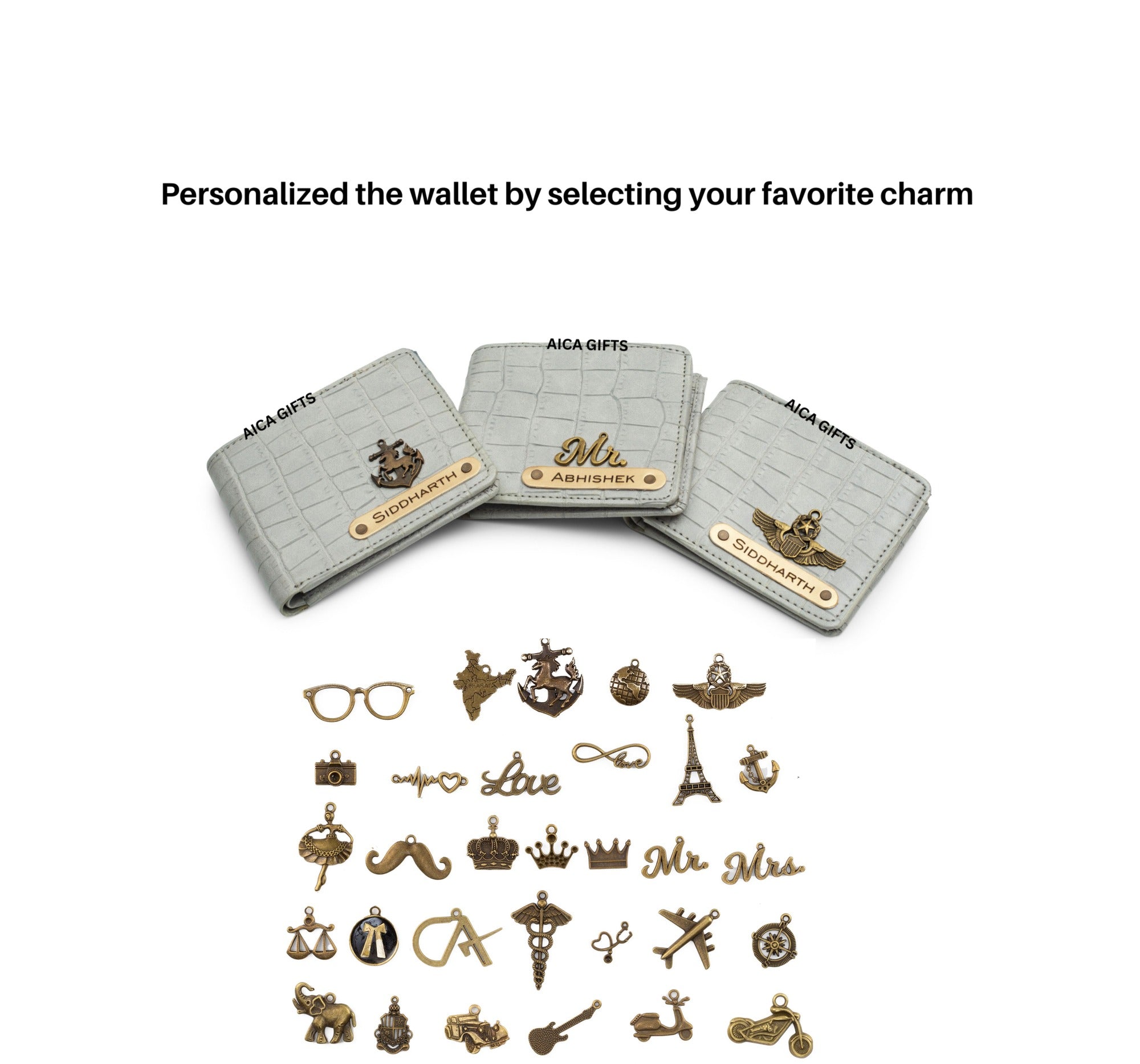 Personalized Self- Textured Mens Wallet (BabyGrey)