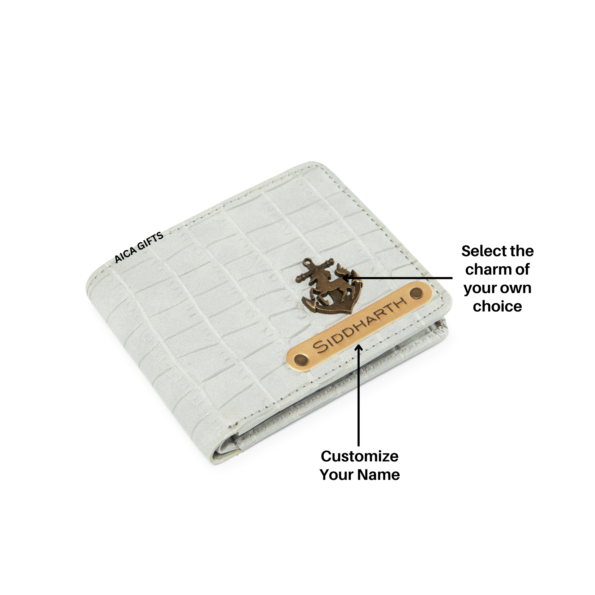 Personalized Self- Textured Mens Wallet (BabyGrey)