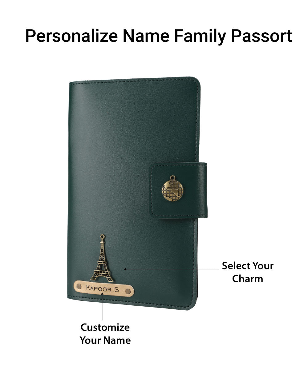 Personalized Family Passport Cover - Darkgreen