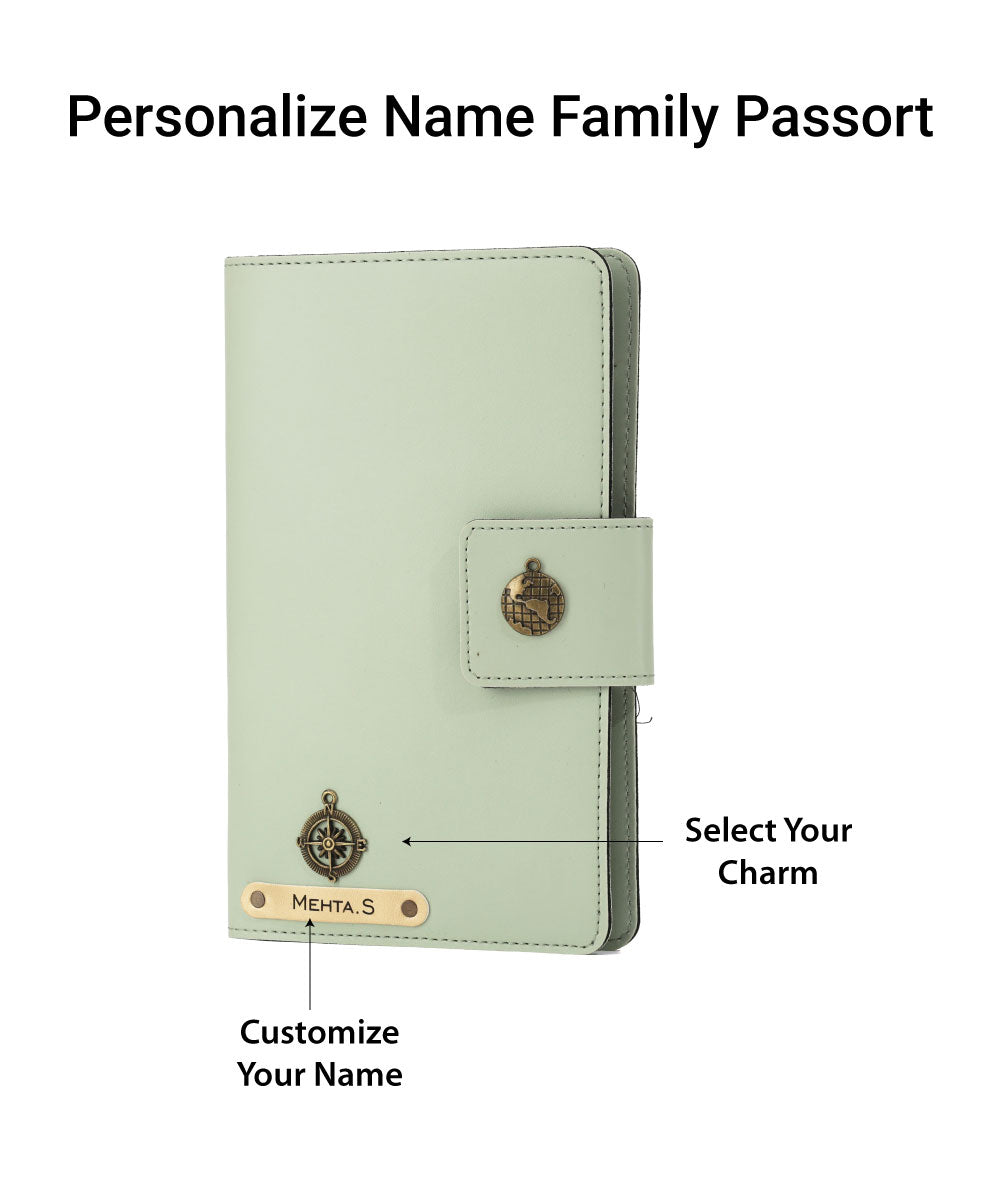 Personalized Family Passport Cover - MintGreen