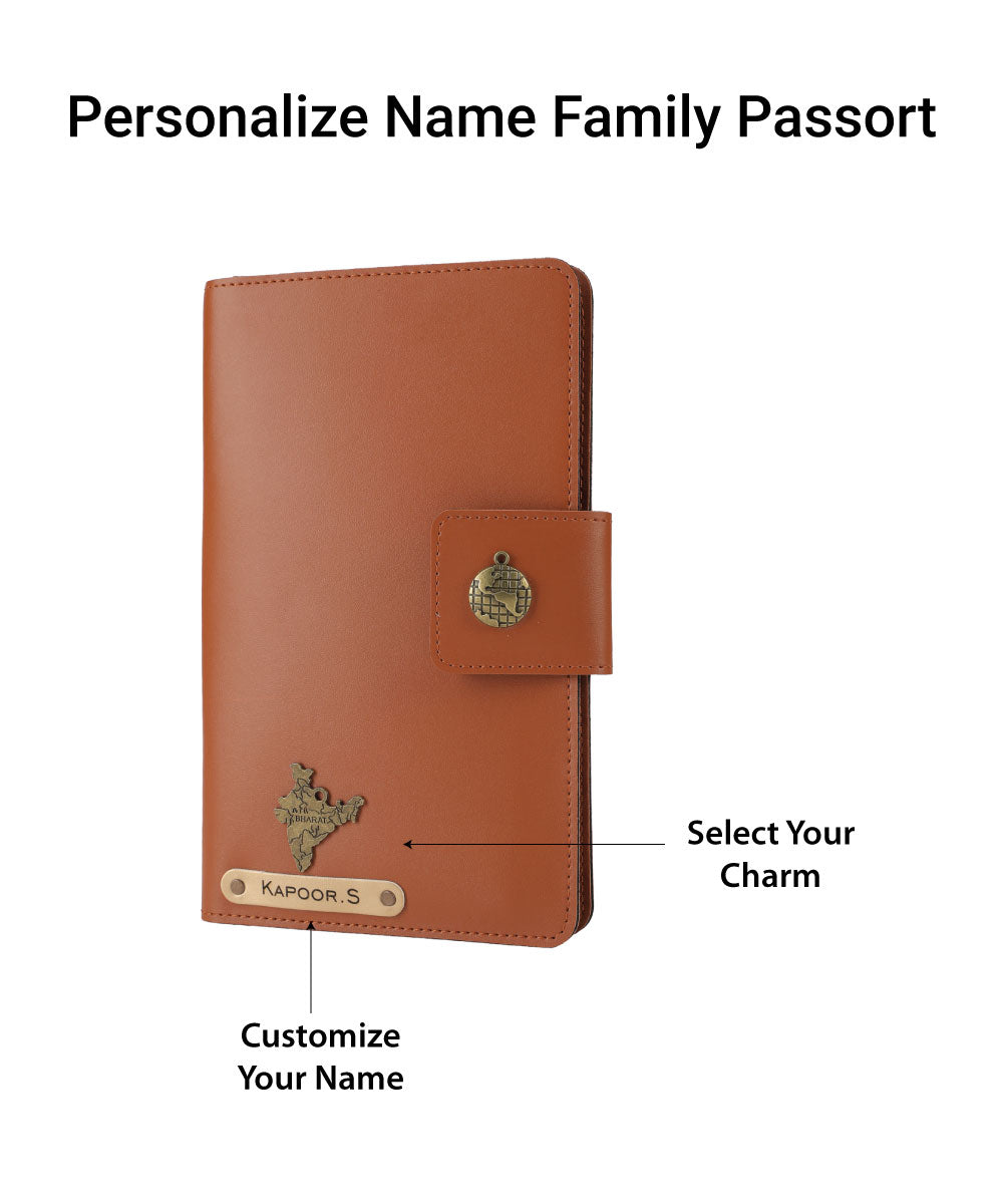 Personalized Family Passport Cover - Tanbrown
