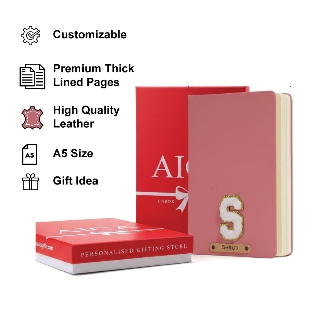 Personalized Name & Embroidery  Patch Diary - Nudepink
