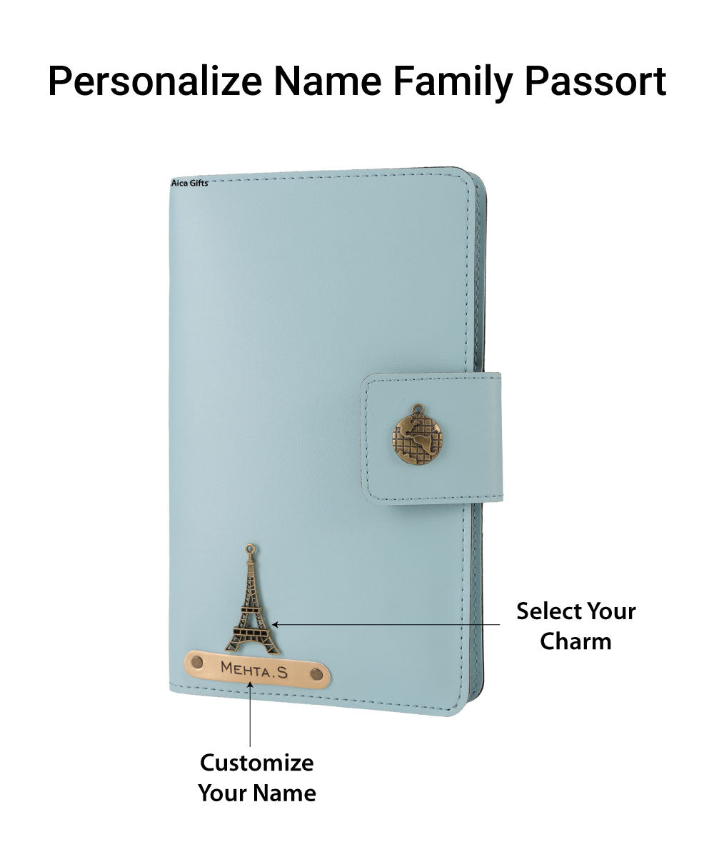 Personalized Family Passport Cover - Babyblue