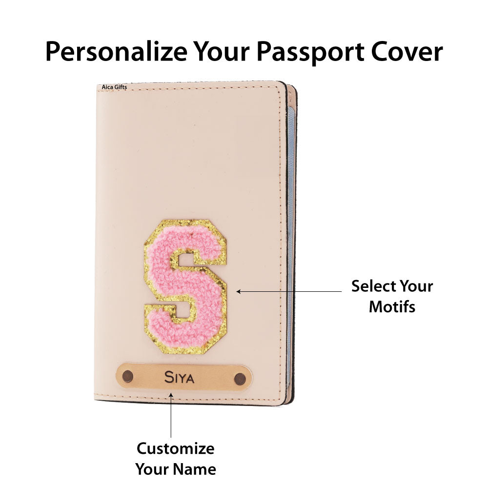 Personalized Patch Passport Cover - Cream