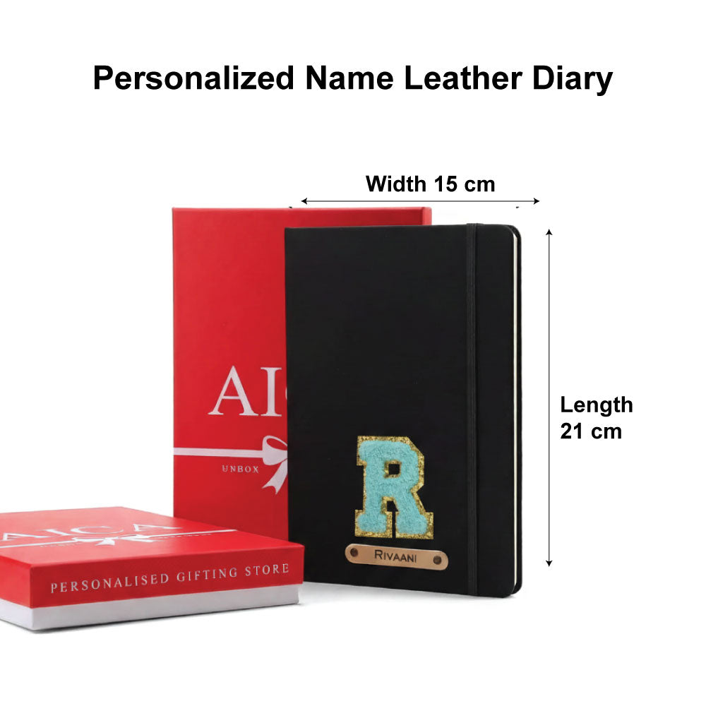 Personalized Name & Embroidery  Patch Diary - Black