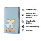Personalized Patch Passport Cover - Babyblue