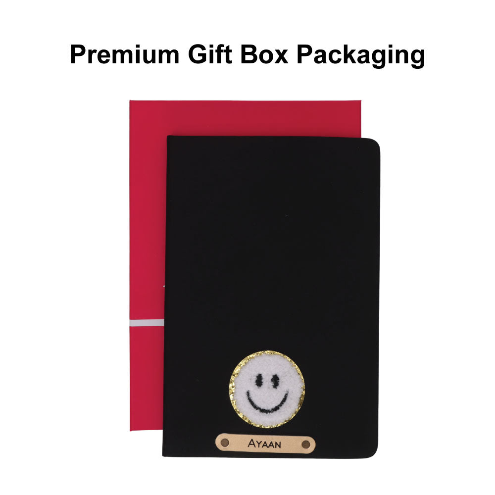 Personalized Name & Embroidery  Patch Diary - Black