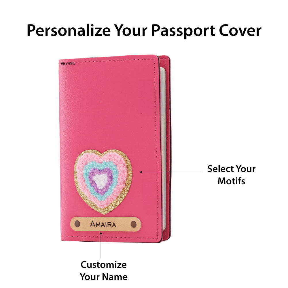 Personalized Patch Passport Cover - Darkpink