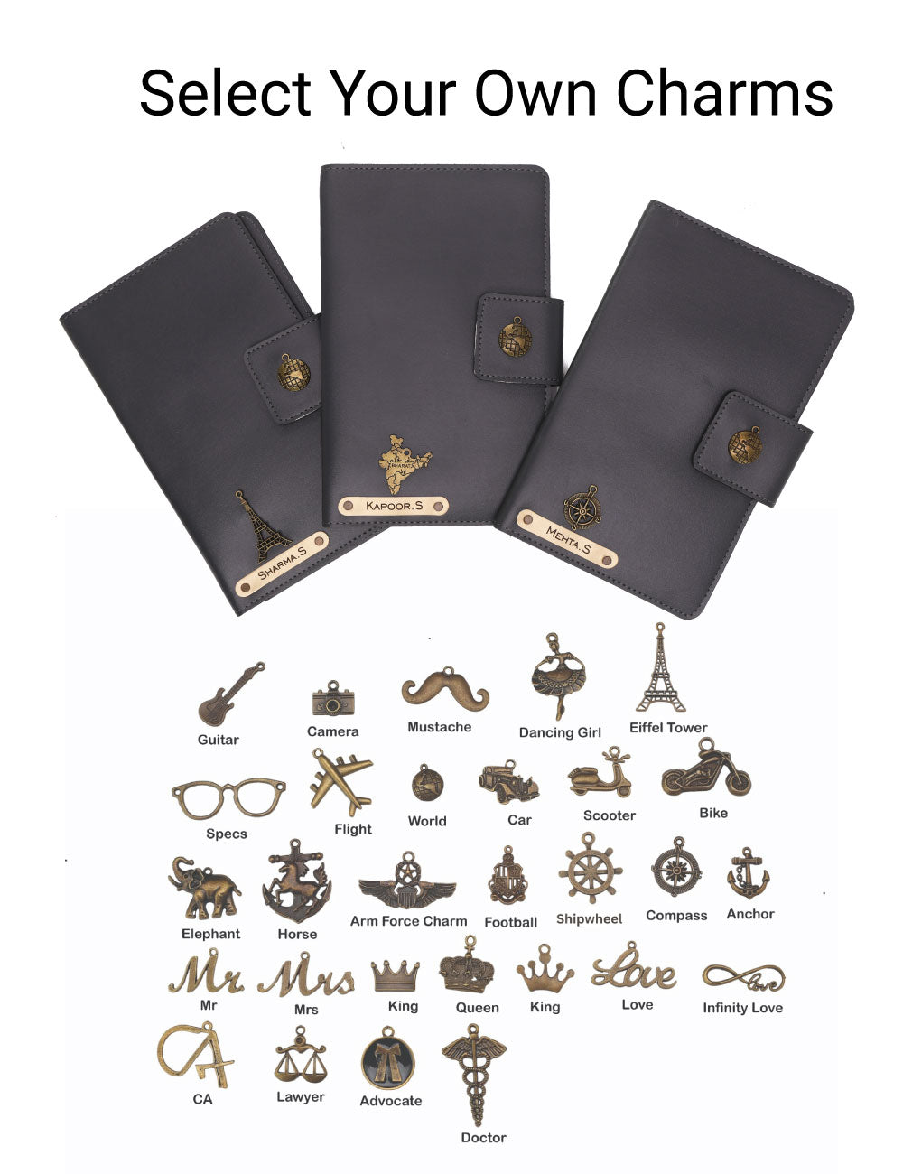 Personalized Family Passport Cover - Grey