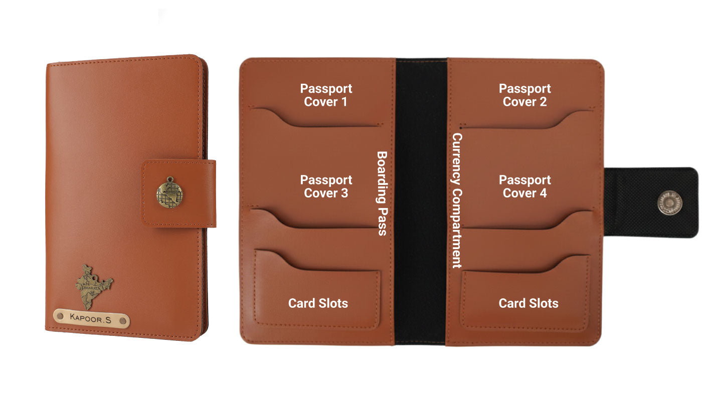 Personalized Family Passport Cover - Tanbrown