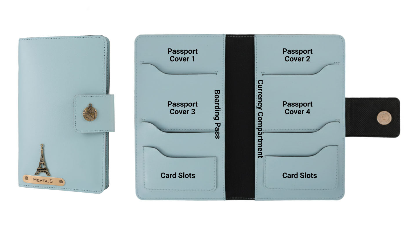 Personalized Family Passport Cover - Babyblue