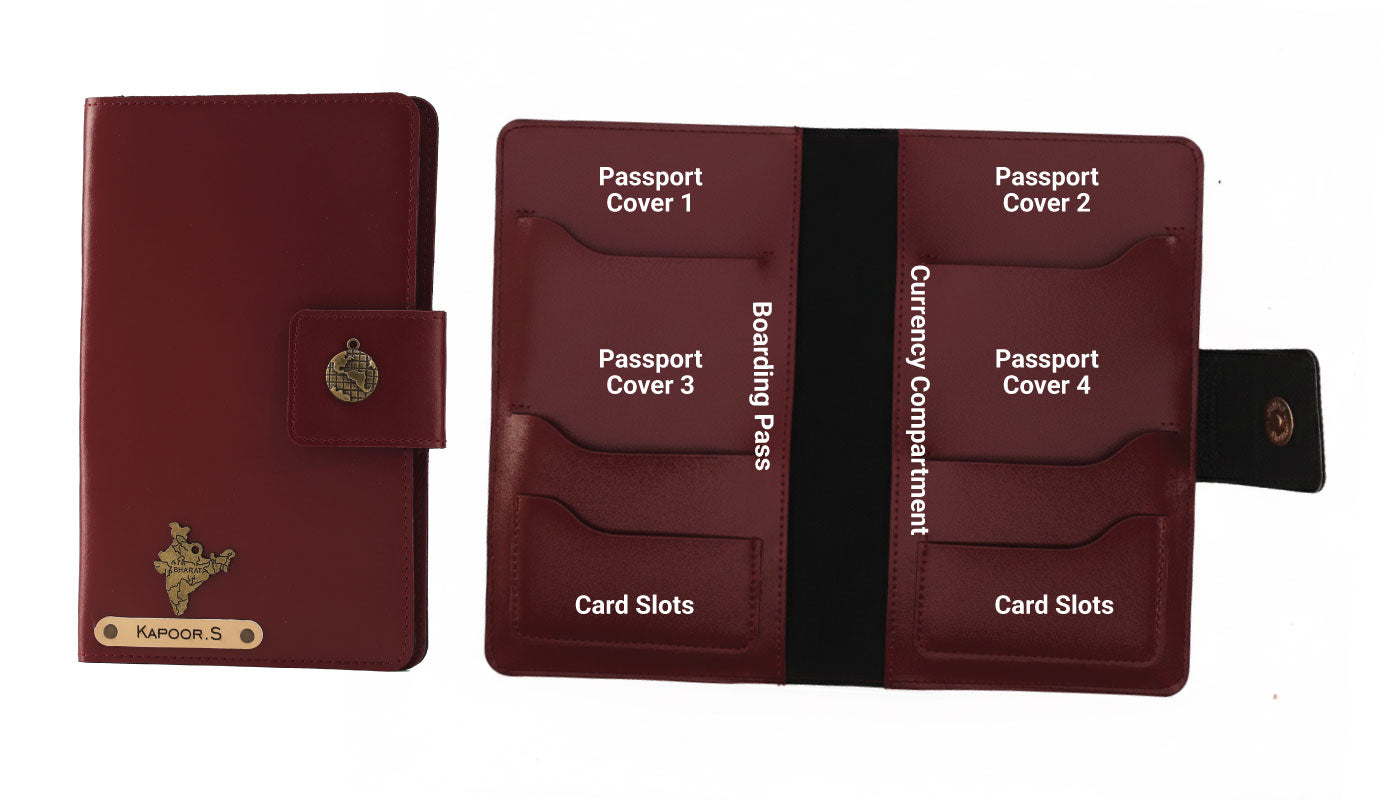 Personalized Family Passport Cover - Wine