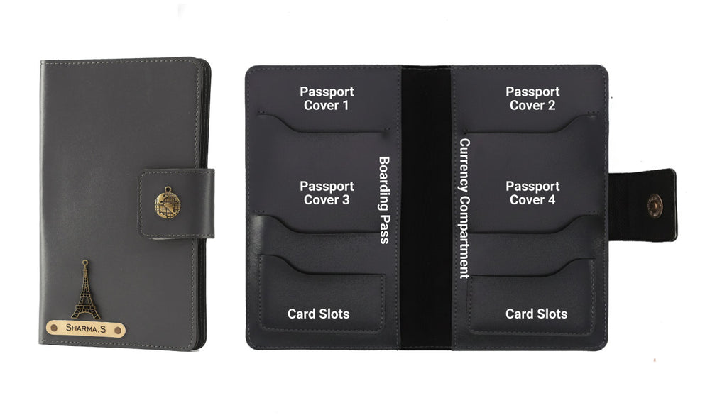 Personalized Family Passport Cover - Grey