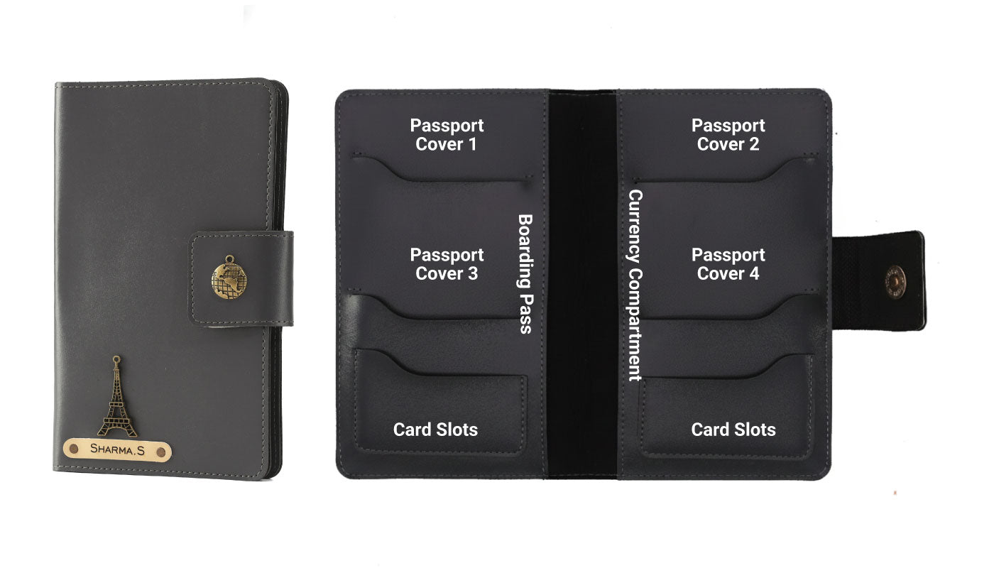 Personalized Family Passport Cover - Grey