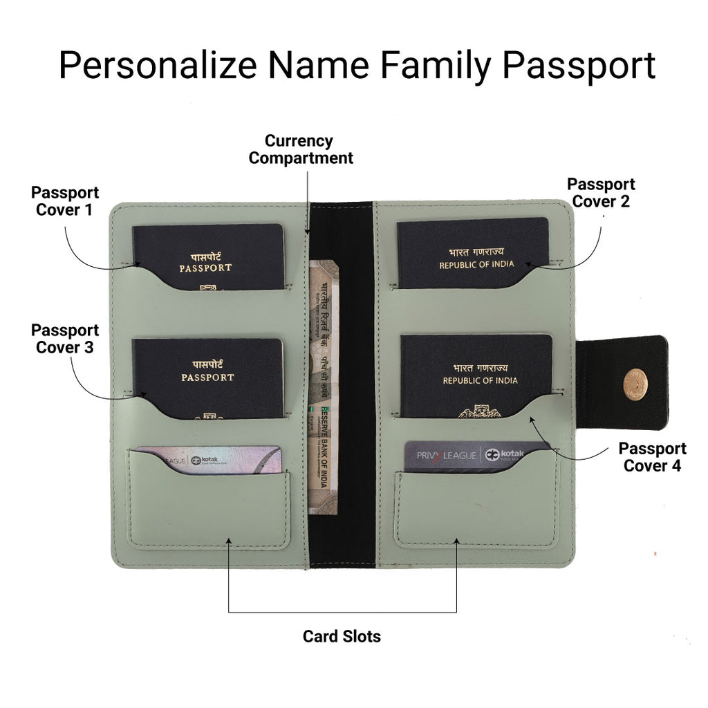 Personalized Family Passport Cover - MintGreen