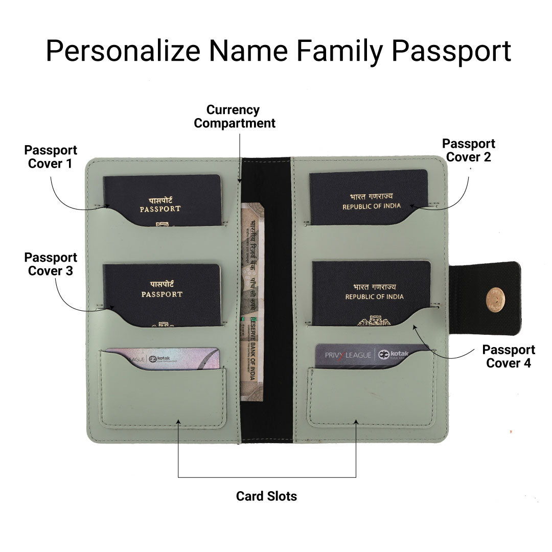 Personalized Family Passport Cover - MintGreen