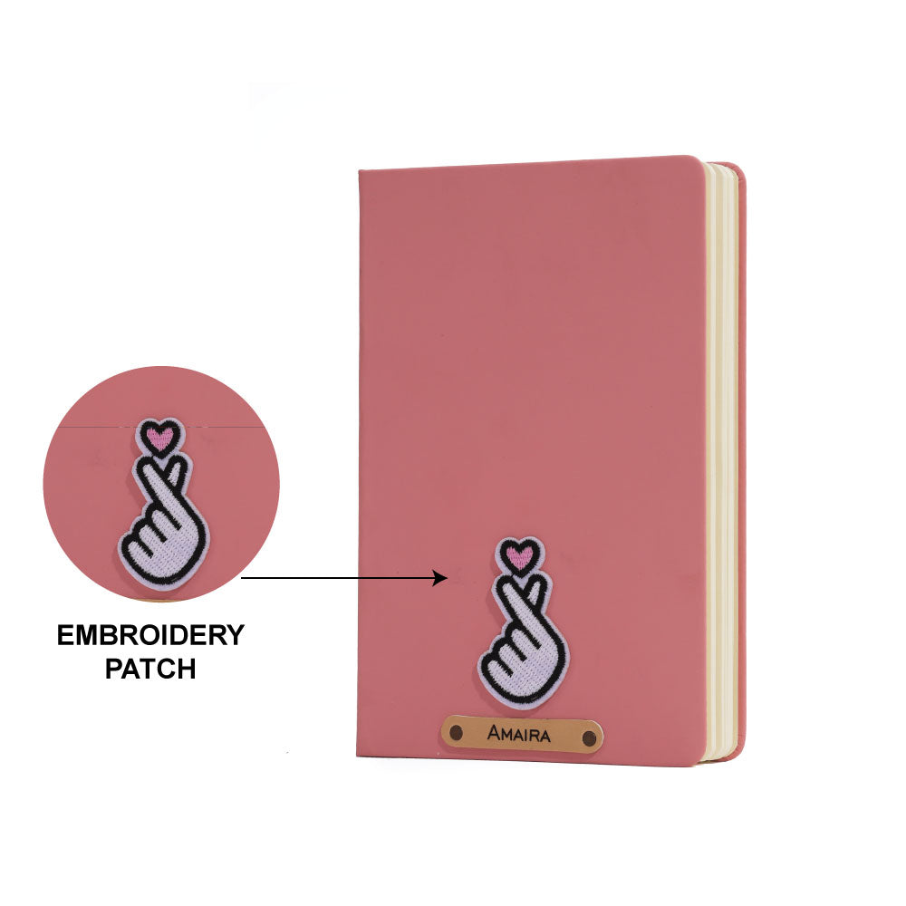Personalized Name & Embroidery  Patch Diary - Nudepink