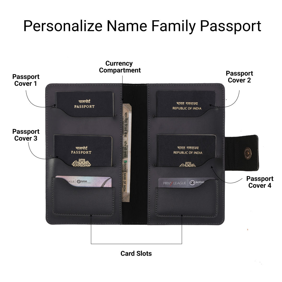 Personalized Family Passport Cover - Grey