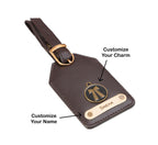 Aica Personalized Name & Charm Leather Women Combo & Candle Giftset (Dark Brown)