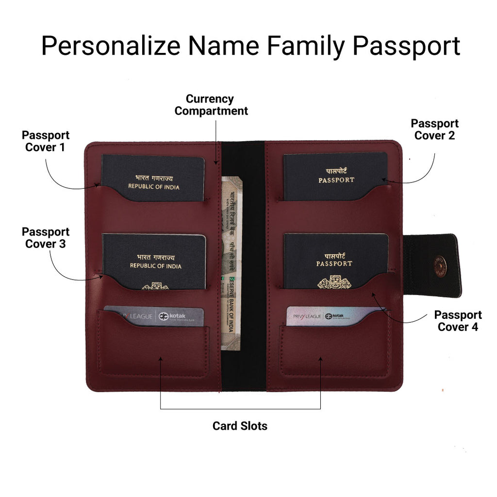 Personalized Family Passport Cover - Wine
