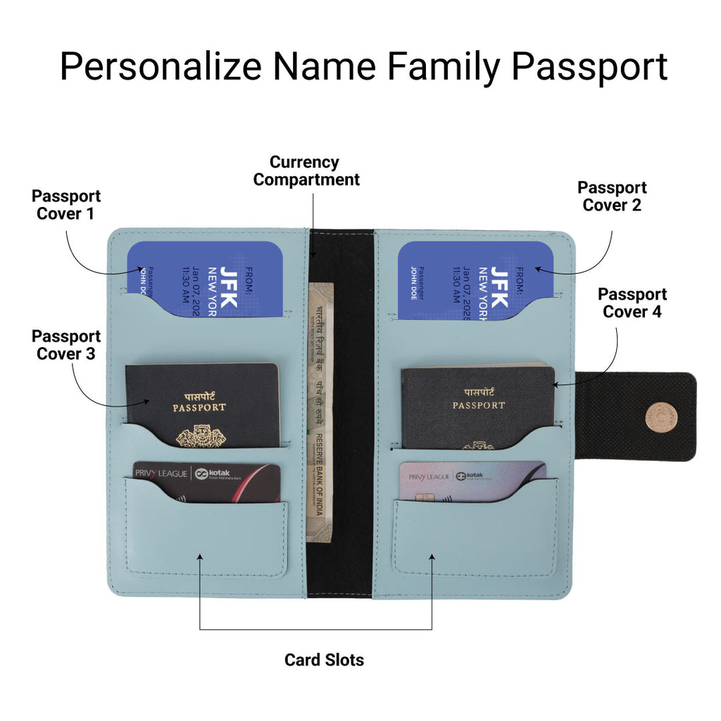 Personalized Family Passport Cover - Babyblue