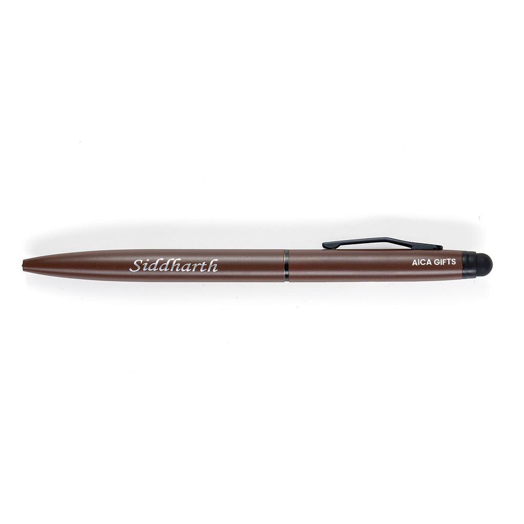 AICA Gifts Personalized Pens with Name Engraved Roller Ball Pen (Brown)