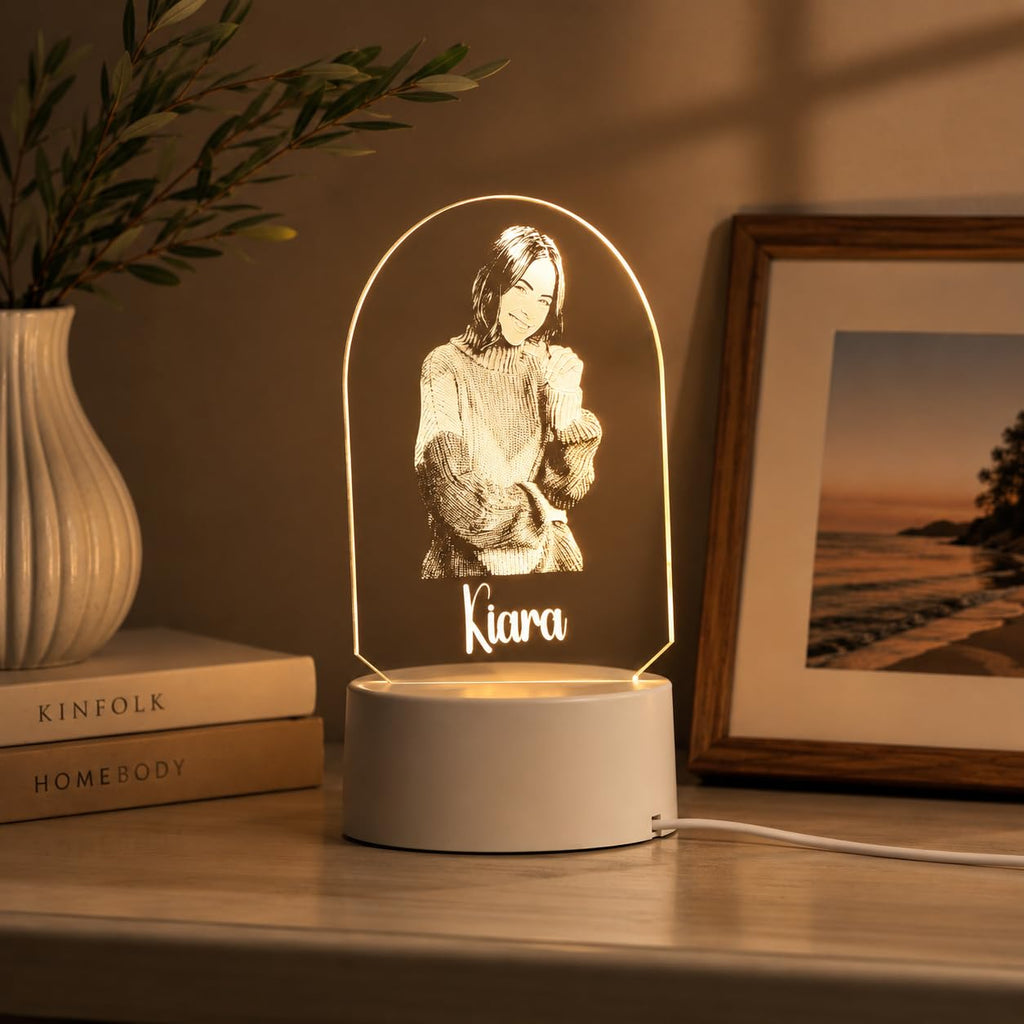 AICA Personalized Photo LED Lamp with Customised Name | Anniversary Birthday Marriage Wedding Gifts for Woman Girlfriend Girls Wife