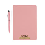 AICA Personalized Nude Pink Leather Diary & Metal Pen Combo for Men & Women( Nude Pink)