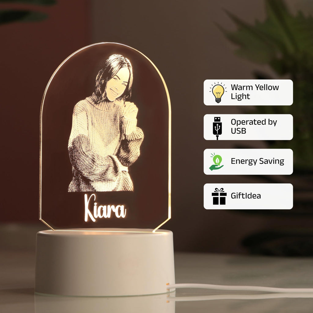 AICA Personalized Photo LED Lamp with Customised Name | Anniversary Birthday Marriage Wedding Gifts for Woman Girlfriend Girls Wife