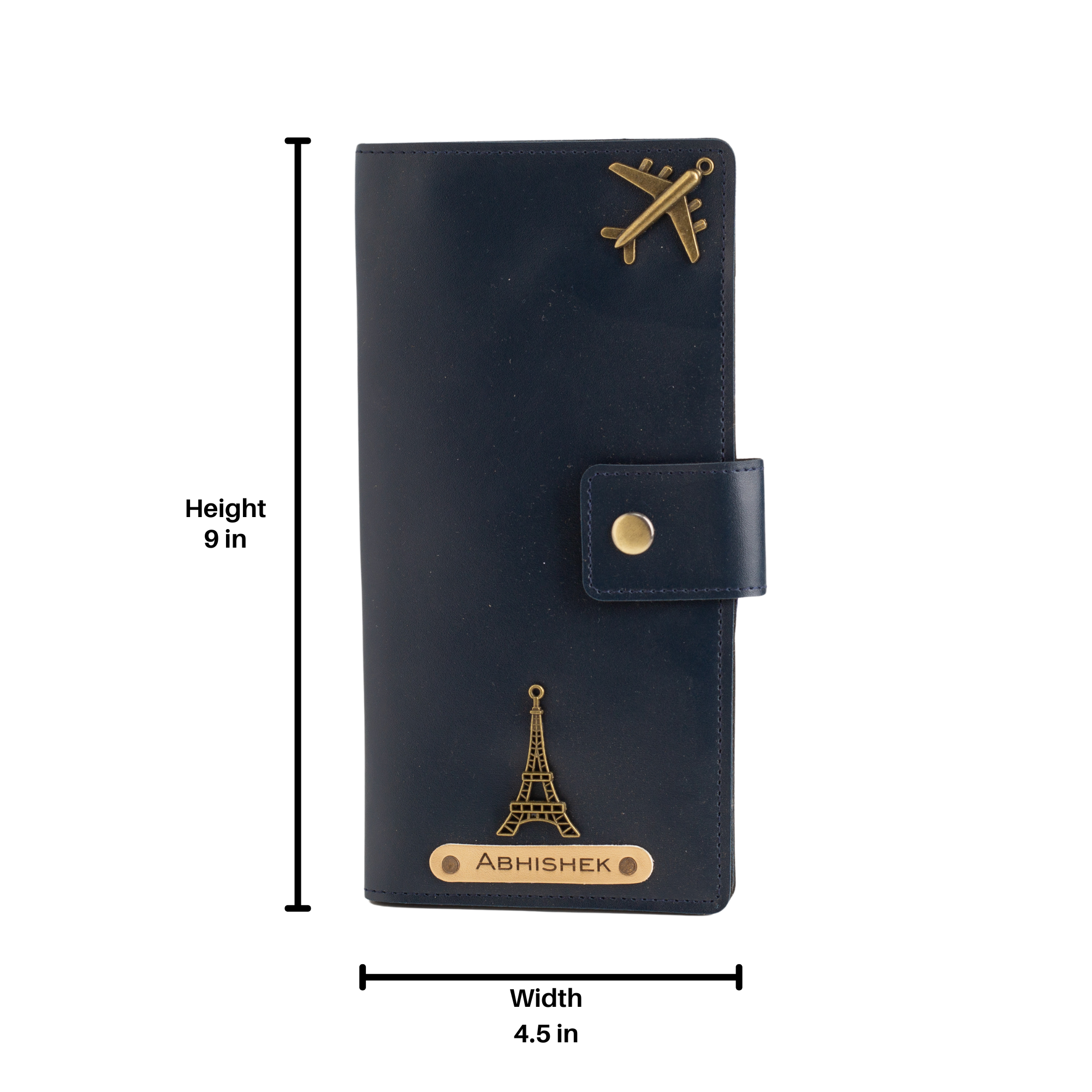 Personalized Long Passport Wallet (Navy Blue)