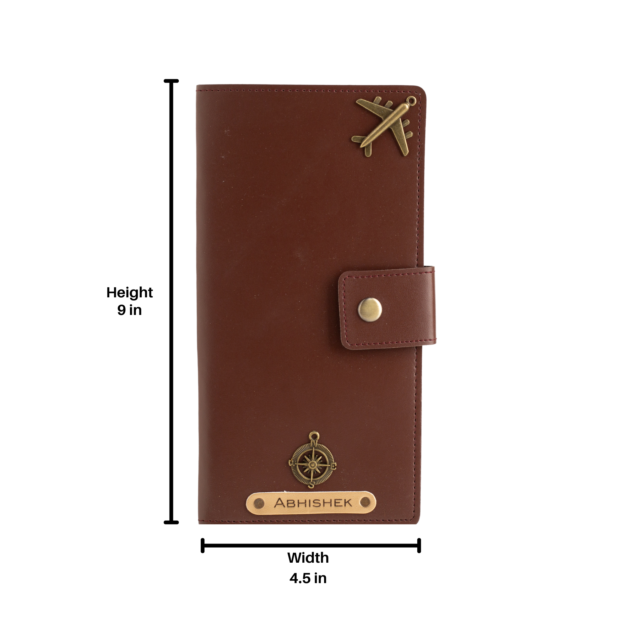 Personalized Long Passport Wallet (Dark Brown)
