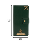 Load image into Gallery viewer, AICA Personalized Name &amp; Charm Long Leather Wallet Passport Cover with Passport, Boarding Pass, Currency, Card Slot &amp; Coin Holder for Men &amp; Women (Dark Green)
