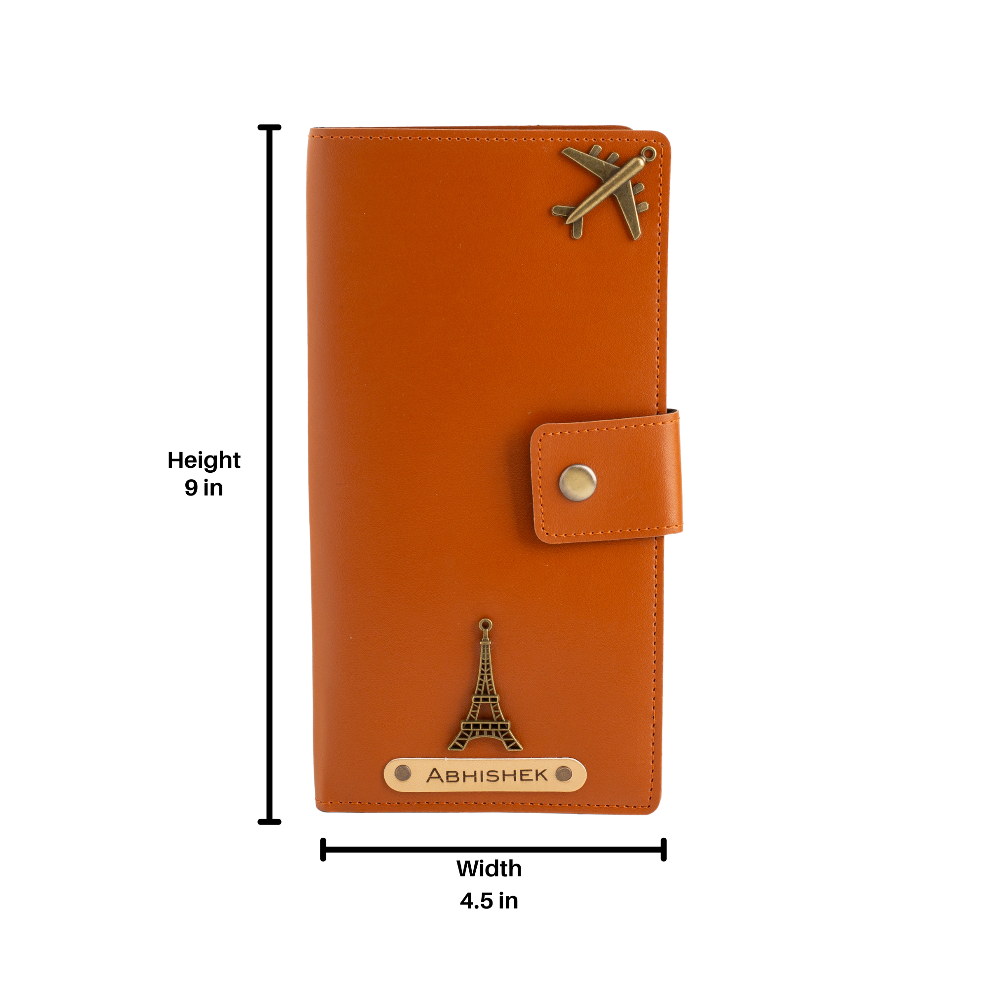 Personalized Long Passport Wallet (Tan Brown)