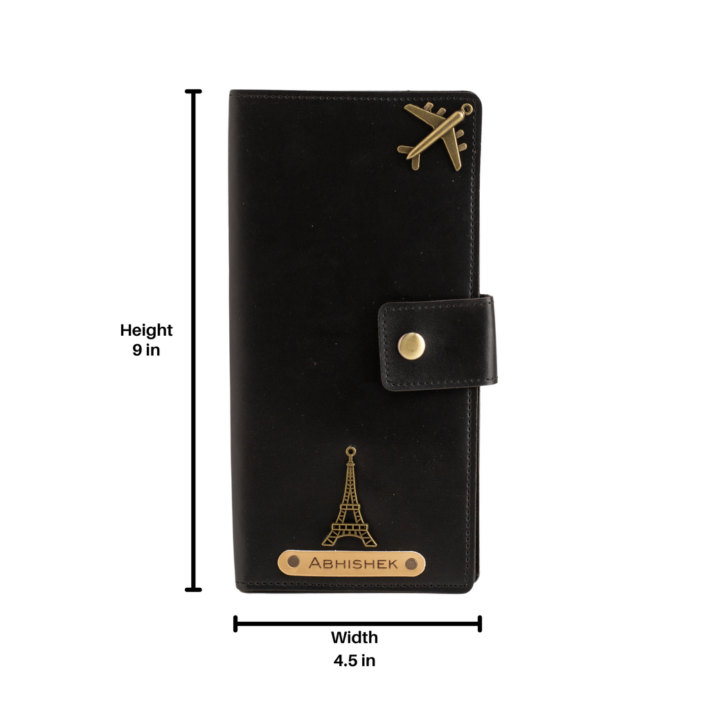 Personalized Long Passport Wallet (Black)