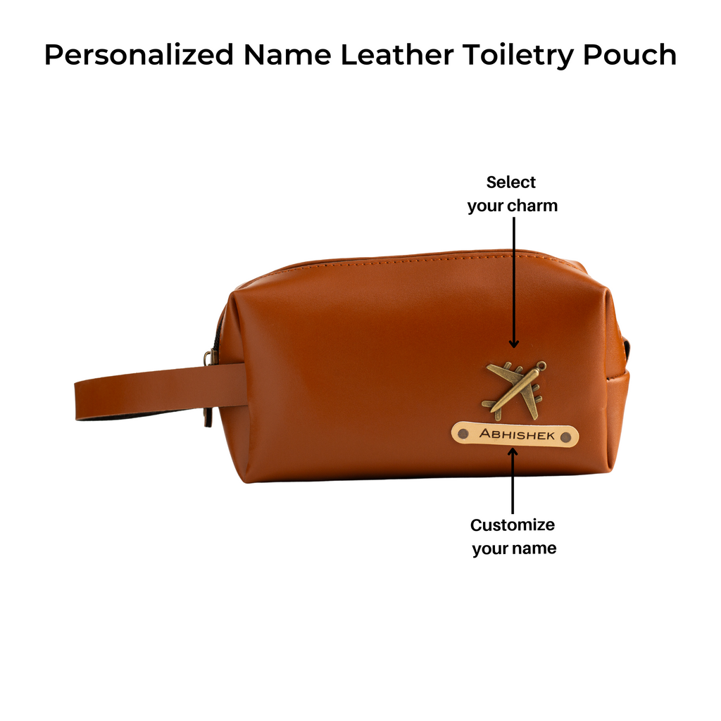 Personalized Toiletry Pouch (Tan Brown)