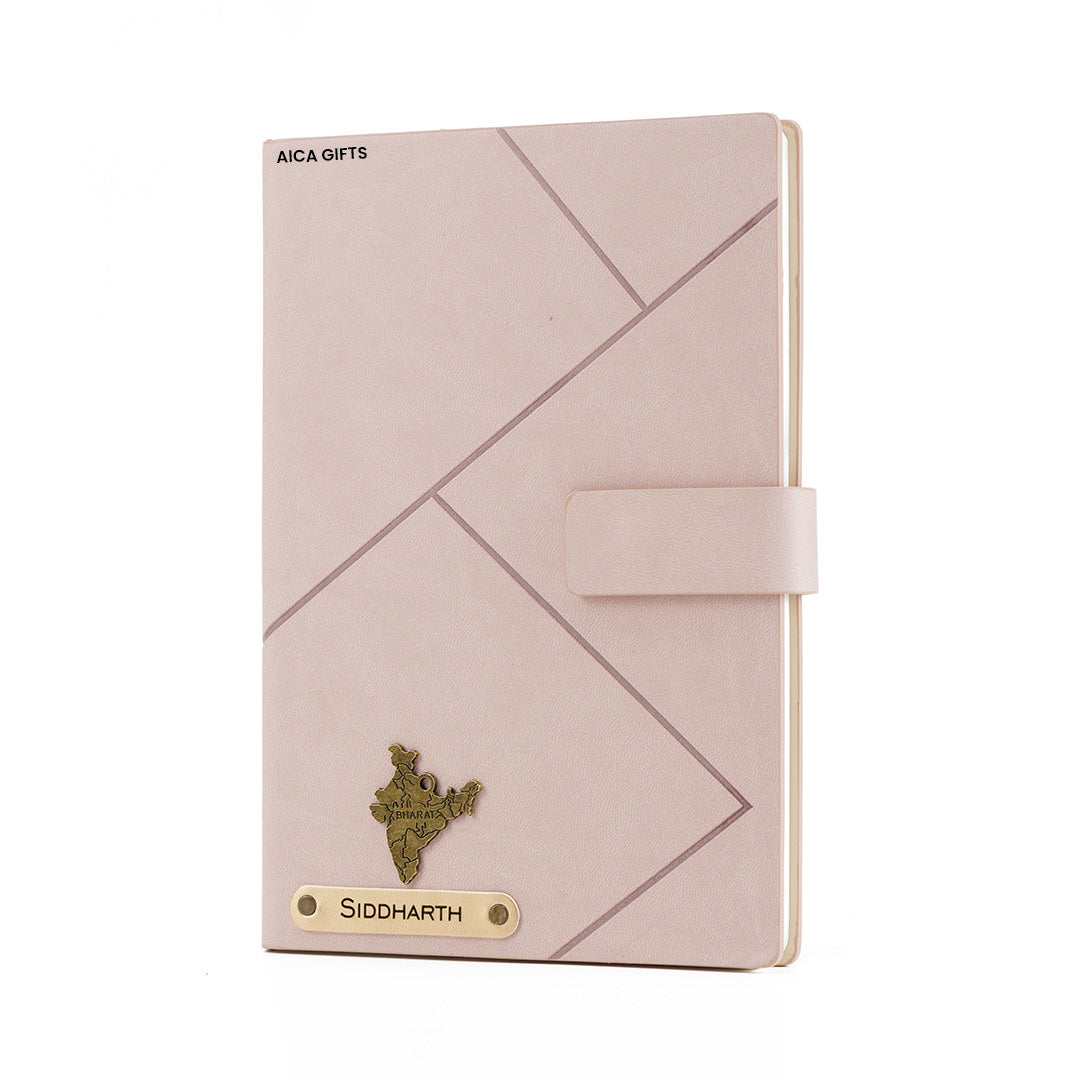 Personalized Name Self Design Leather Diary A5-160 Pages - Light Pink