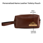 Load image into Gallery viewer, AICA Faux Leather Personalized Name &amp; Charm Toiletry Bag/Pouch for Men &amp; Women|Travel Shaving Makeup Cosmetic Accessories Kit Toiletries Organizer Pouch Bag (Dark Brown)
