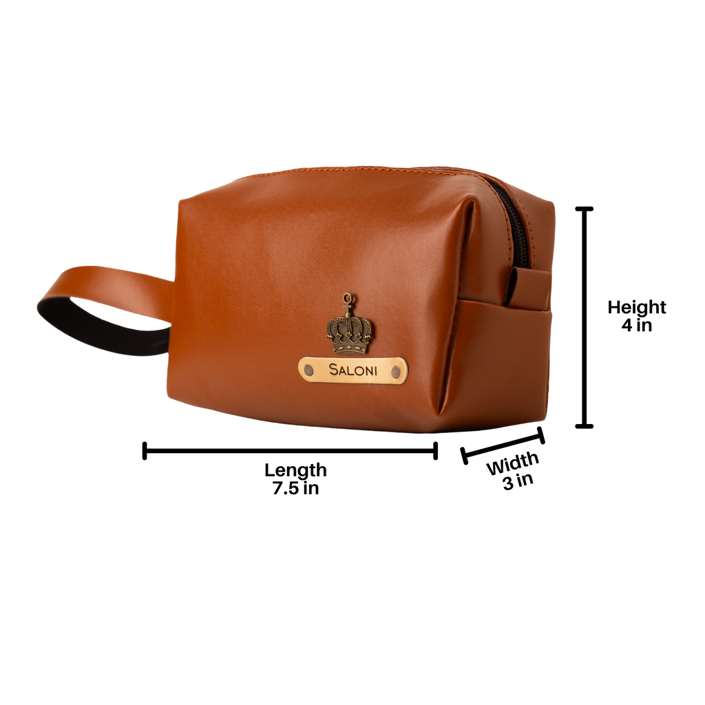 Personalized Toiletry Pouch (Tan Brown)