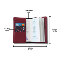 AICA Personalised Name & Charm Leather Passport Cover Holder for Men & Women (Wine)