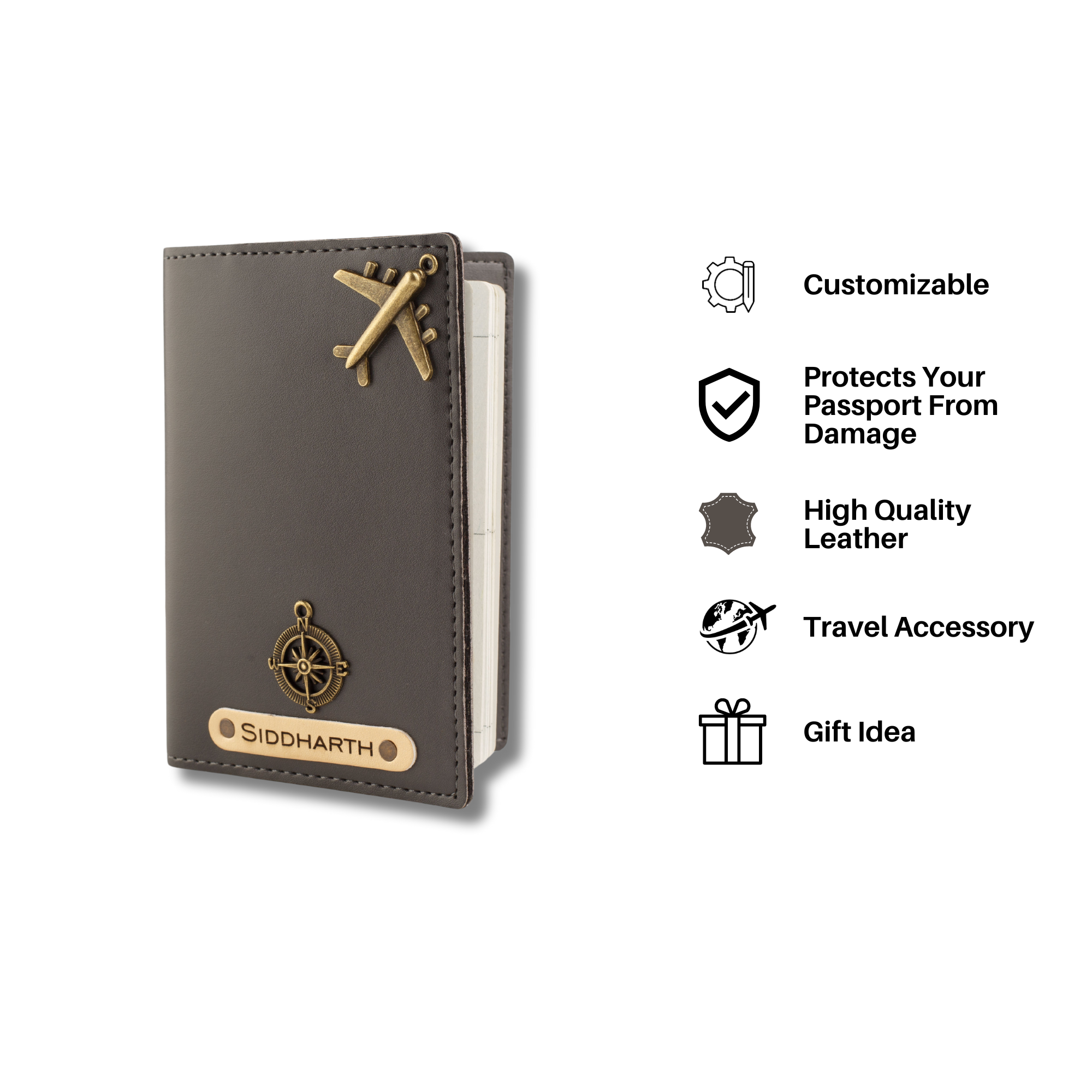 Personalised Passport Cover (Grey)