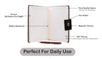 AICA Personalized Name & Charm Leather Notebook Diary -A5 Size, 200 Ruled Pages (Black)|Customized Christmas Secret Santa Daily Journal Diaries Diary Gifts for Men Women Friends Family Office Staff