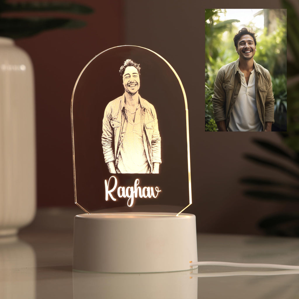 AICA Personalized Photo LED Lamp with Customised Name | Anniversary Birthday Marriage Wedding Gifts for Man Boyfriend Boys Husband