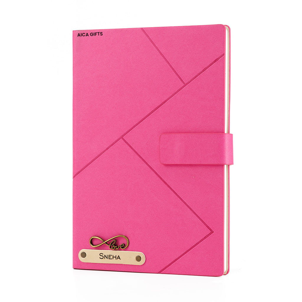 Personalized Name Self Design Leather Diary A5-160 Pages - Dark Pink