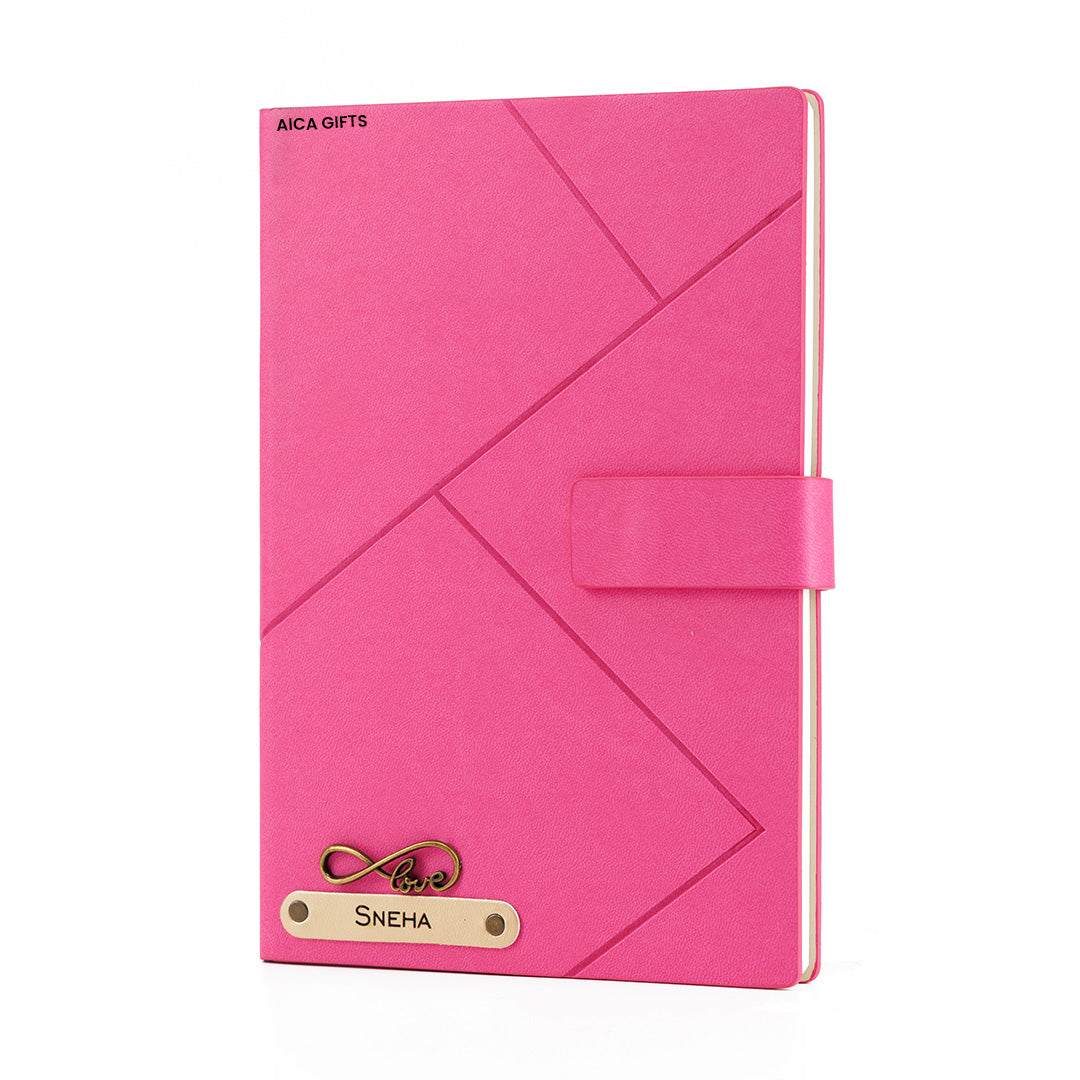 Personalized Name Self Design Leather Diary A5-160 Pages - Dark Pink
