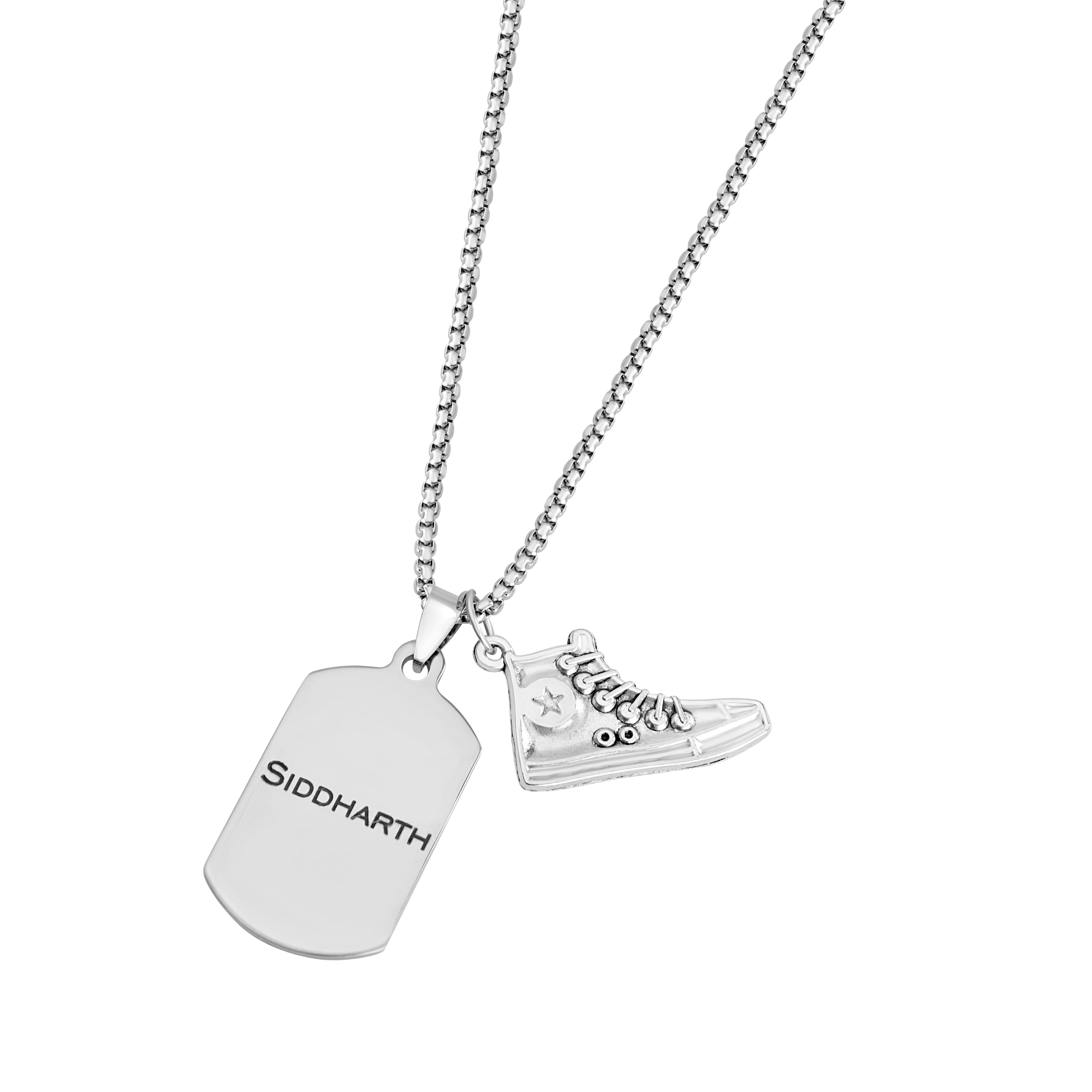 AICA Personalized Name & Charm Pendant Necklace For Men | Customized Gift for Birthdays Anniversary Special Occasions Loved Ones Boy Friends Boyfriend Husband Teens Man