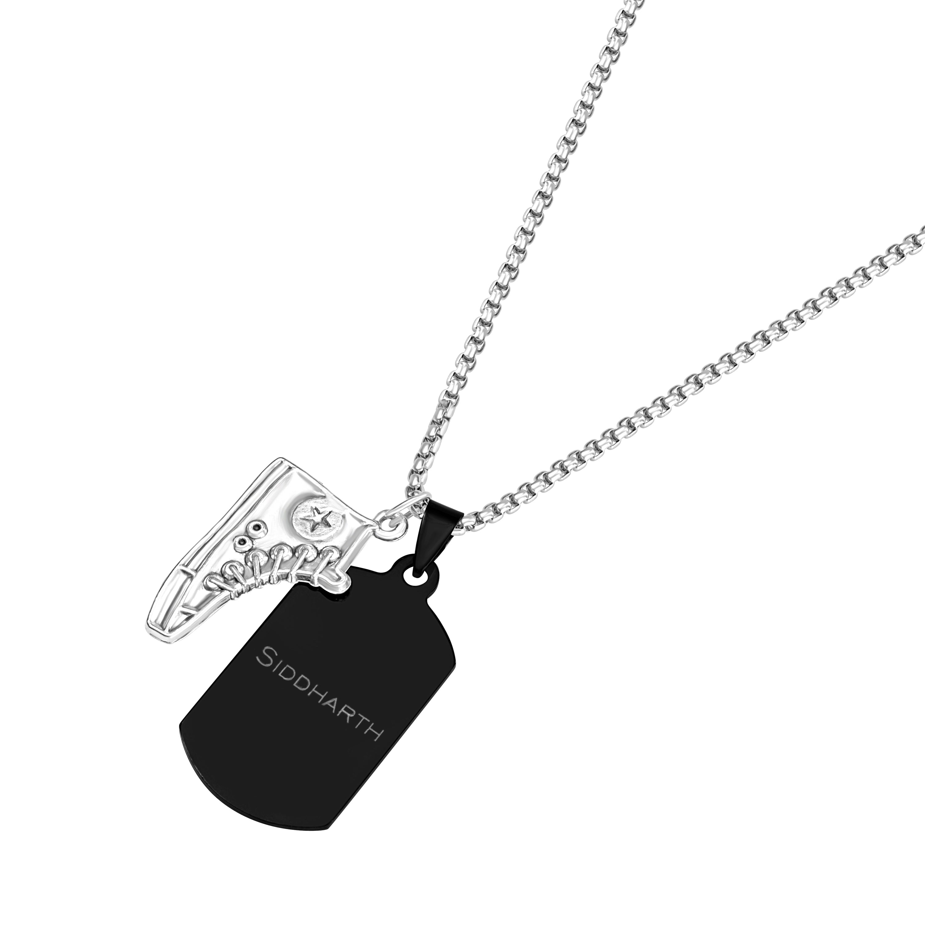 AICA Personalized Name & Charm Pendant Necklace For Men | Customized Gift for Birthdays Anniversary Special Occasions Loved Ones Boy Friends Boyfriend Husband Teens Man