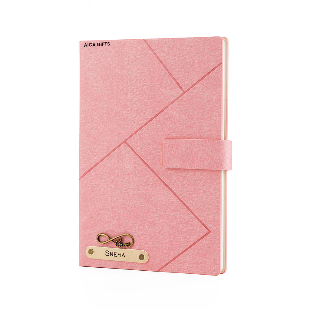 Personalized Name Self Design Leather Diary A5-160 Pages - Nude Pink
