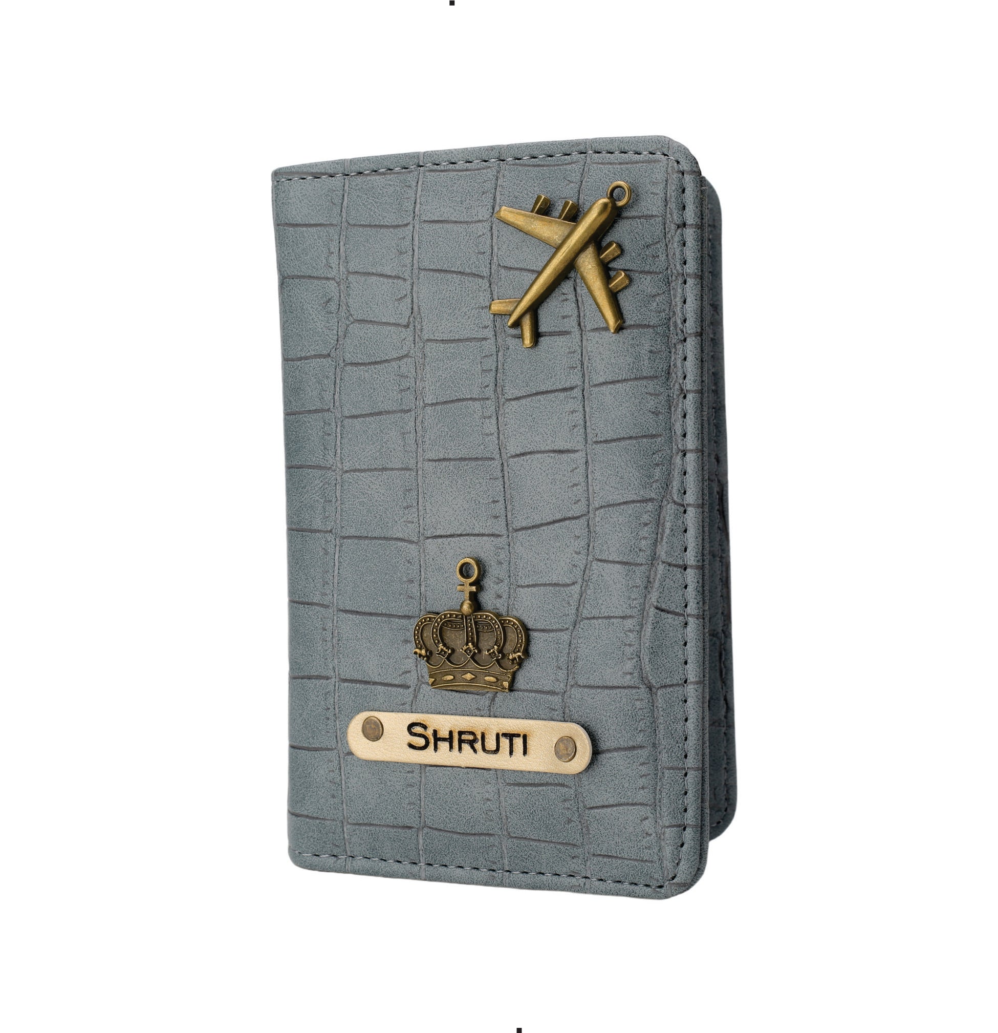 Personalized Self –Textured Passport Cover (DarkGrey)